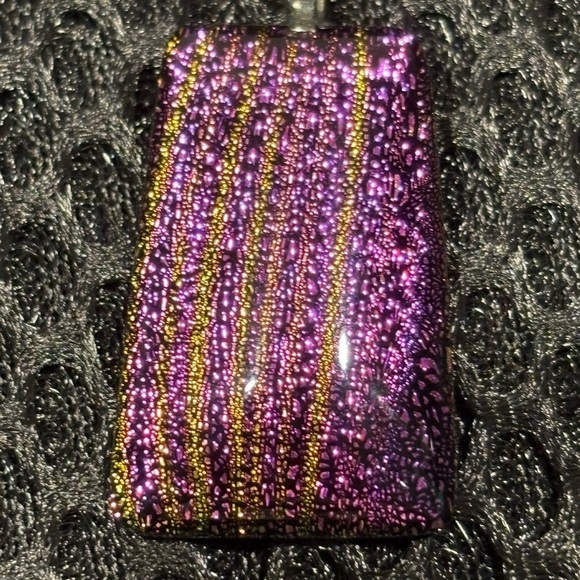 Murano Style Dichroic Glass Pendant Necklace on Wire Choker - Picture 5 of 9